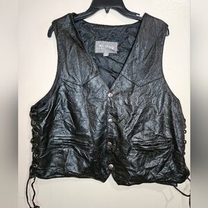 Wilsons Leather Genuine Leather Biker Vest XXL Black Moto Style